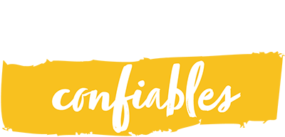 White text on a black background reads "mensajeros" above a yellow paint-like stripe with the word "confiables" in white script.